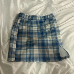 plaid, french kiss skirt with small slit